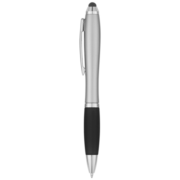Satin Retractable Stylus Silver Barrel Pen