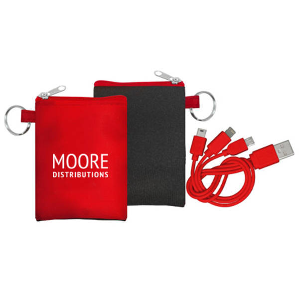 Three-in-One Charging Cable w/ Stretchy Pouch