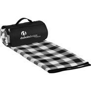 Roll-Up Picnic Blanket - Black/White Check, 59" x 53"