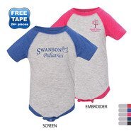 Rabbit Skins® Fine Jersey Three-Quarter Sleeve Baseball Infant Bodysuit