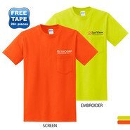 Gildan® Ultra Cotton™ 50/50 Men's Pocket Tee, Safety Colors