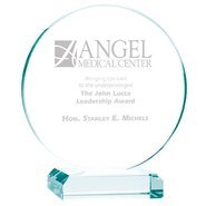 Round Jade Glass Award, Large, 6-1/2"