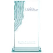 Sculpted Waterfall Jade Glass Award, 12-1/2"