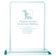 Clipped Jade Glass Crystal Award, 8-3/4"