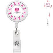 Pink Ribbon Spinner Badge Reel, Alligator Clip