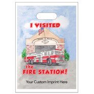 Digital Full Color Die Cut Plastic Bag w/ I Visited the Fire Station Design, 9" x 13"