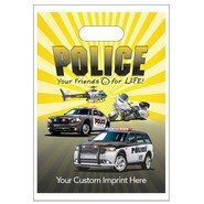Digital Full Color Die Cut Plastic Bag w/ Police Your Friends for Life Design, 9" x 13"