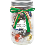 Raffia Bow Glass Mason Jar with Lindt® Truffles, 16oz.