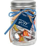 Raffia Bow Glass Mason Jar with Hershey's® Everyday Mix™, 12oz.