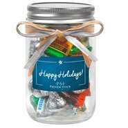 Raffia Bow Glass Mason Jar with Hershey's® Holiday Mix, 12oz.