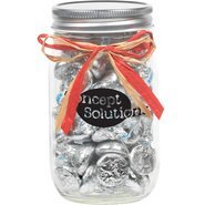 Raffia Bow Glass Mason Jar with  Hershey's® Kisses® , 16oz.