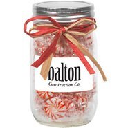 Raffia Bow Glass Mason Jar with Starlight Mints, 16oz.