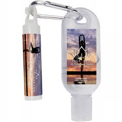 Tottle Antibacterial Hand Sanitizer Gel w/ Carabiner, 1oz. & SPF-15 Clip Lip Balm