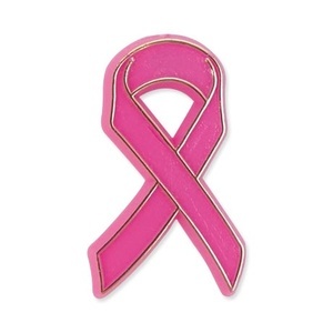 Pink Ribbon Plastic Lapel Pin, Stock
