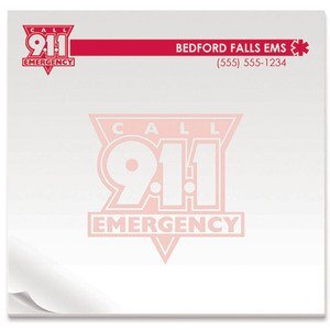 BIC® Adhesive 25 Sheet Notepad, Call 911, 3" x 3"
