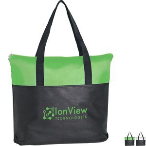 Zippered Colored Trim Non-Woven Tote