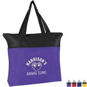 Black Trim Zippered Non-Woven Tote Bag