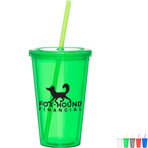 Straight Tumbler w/ Plastic Liner & Plastic Handle - 20 oz. | Green