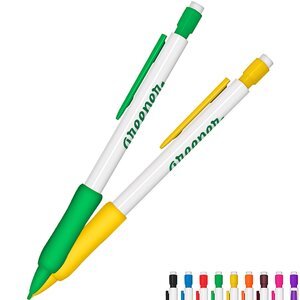 White Barrel Mechanical Pencil with Rubber Grip