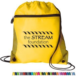 Mesh Pocket Oxford Drawcord Tote