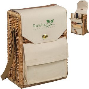 Corsica Two-Bottle Wine Basket & Corkscrew Set