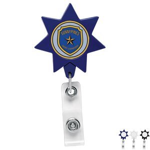 Seven-Point Star Retractable Badge Reel, Alligator Clip