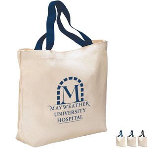 Colored Handle Cotton Canvas Tote