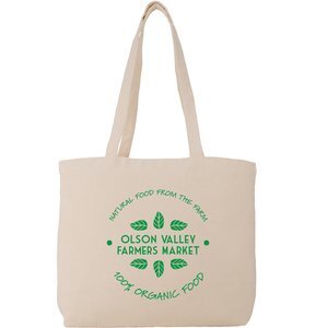 Zippered Cotton Canvas Shoulder Tote