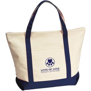 Harbor Cruise Zippered Cotton Canvas Boat Tote