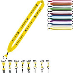 Cotton Lanyard with Metal Crimp & Split Ring - 1"