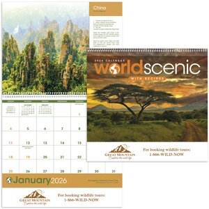 World Scenes with Recipe Wall Calendar