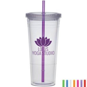 19oz Glass Tumbler with Sleeve and Straw (Purple)