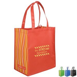 Laminated Striped Non-Woven Grocery Tote