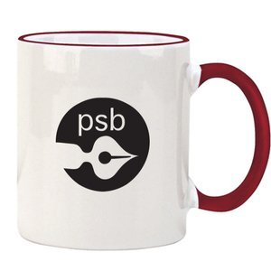 Color Accented Ceramic C Handle Mug, 11oz. - Red