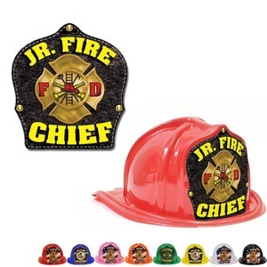 Chief's Choice Kid's Firefighter Hat, Leather & Gold Maltese Design, Stock