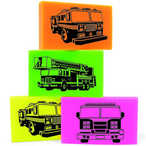 Fire Truck Erasers Mix, Stock