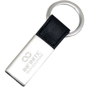 Designer Coach New York black leather keychain keyring with flash drive