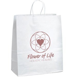 White Paper Shopper Bag, 13" x 15-3/4"