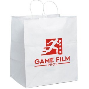 White Paper Shopper Bag, 14" x 15-1/2"