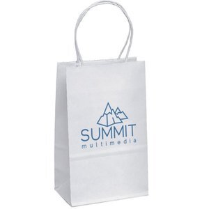 White Paper Shopper Bag, 6" x 8-1/4"