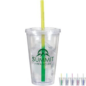 Dynamic Acrylic Tumbler w/ Mood Color Changing Straw, 16oz., BPA Free