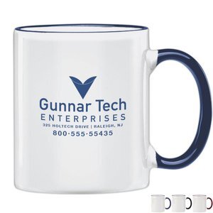 Color Accented Ceramic C Handle Mug, 11oz.