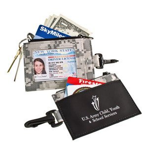 Digital Camo ID Clip with Secure Zip Pocket