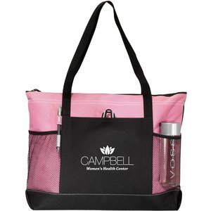 Pink Windom Polycanvas Zippered Tote Bag