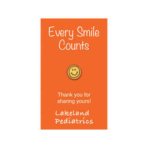 Smiley Face Lapel Pin on Custom Card