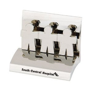 Chrome Metal Business Card Holder, Hand in Hand
