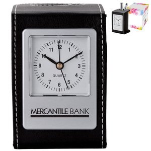 Personalized Desk Clock with Double Pen Stand