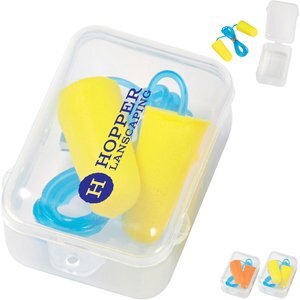 Custom Labeled Ear Plug Cases with Keychains and Ear Plugs--Full Color  Digital Laser Printed Label On Each Case (<font color=red>Minimum Order of  100</font>) (Free Ground Shipping Included!) - Custom Imprinted