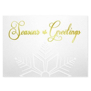 Season's Greetings Gold Embossed Snowflake Holiday Greeting Card