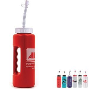 Grip Bottle with Flexible Straw, 32 oz., BPA Free